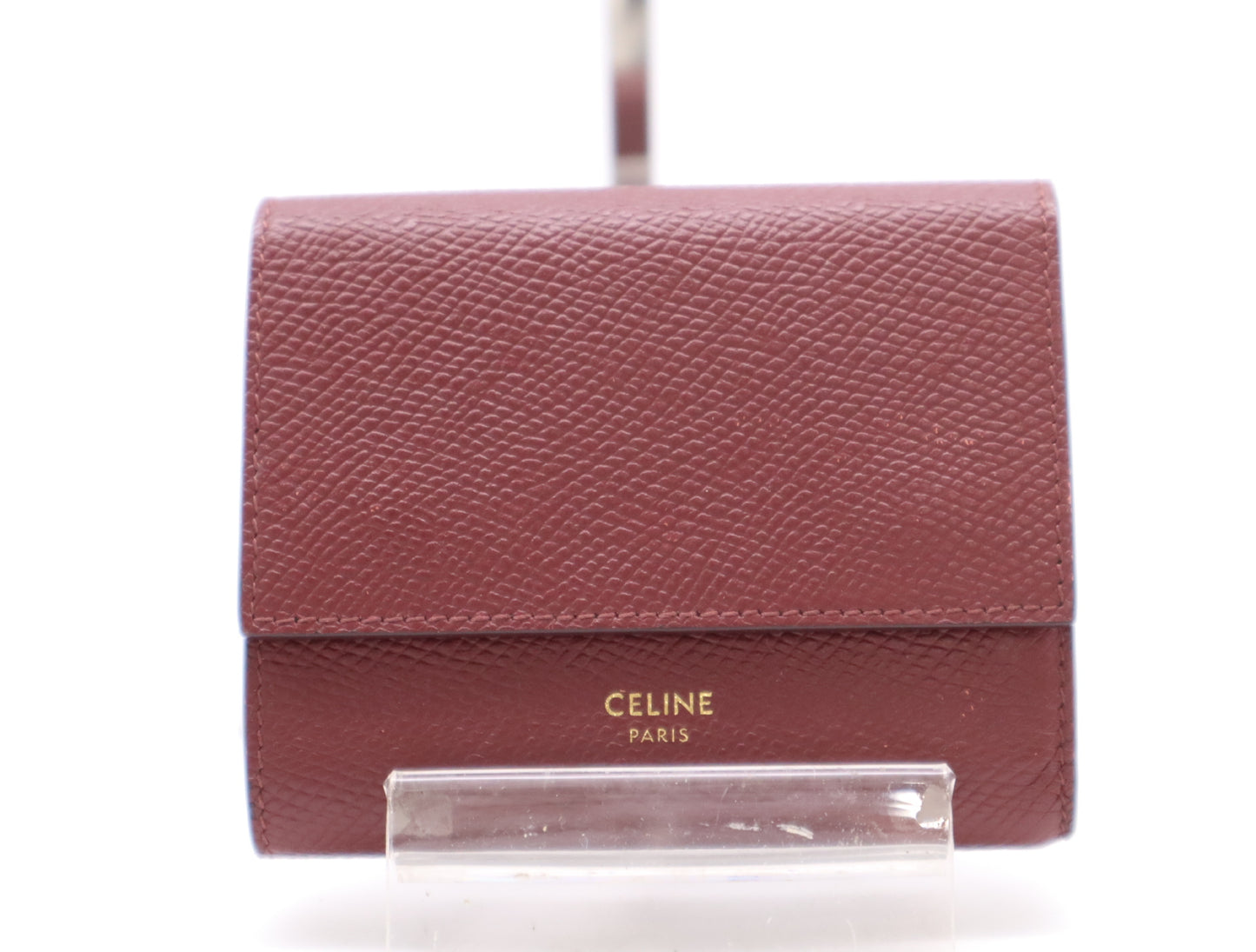 CELINE Leather Small Trifold Wallet Bordeaux S-IE-4116 Wallet