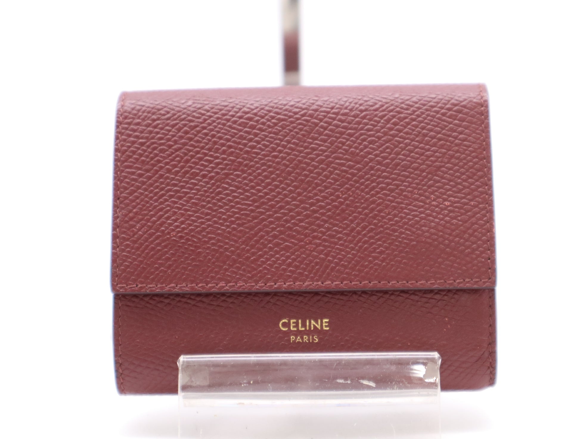 CELINE Leather Small Trifold Wallet Bordeaux S-IE-4116 Wallet