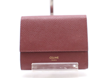 CELINE Leather Small Trifold Wallet Bordeaux S-IE-4116 Wallet