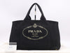 PRADA BN1872 Canvas Canapa Large Tote Bag with Triangle Logo, Black, Includes Dust Bag and Card