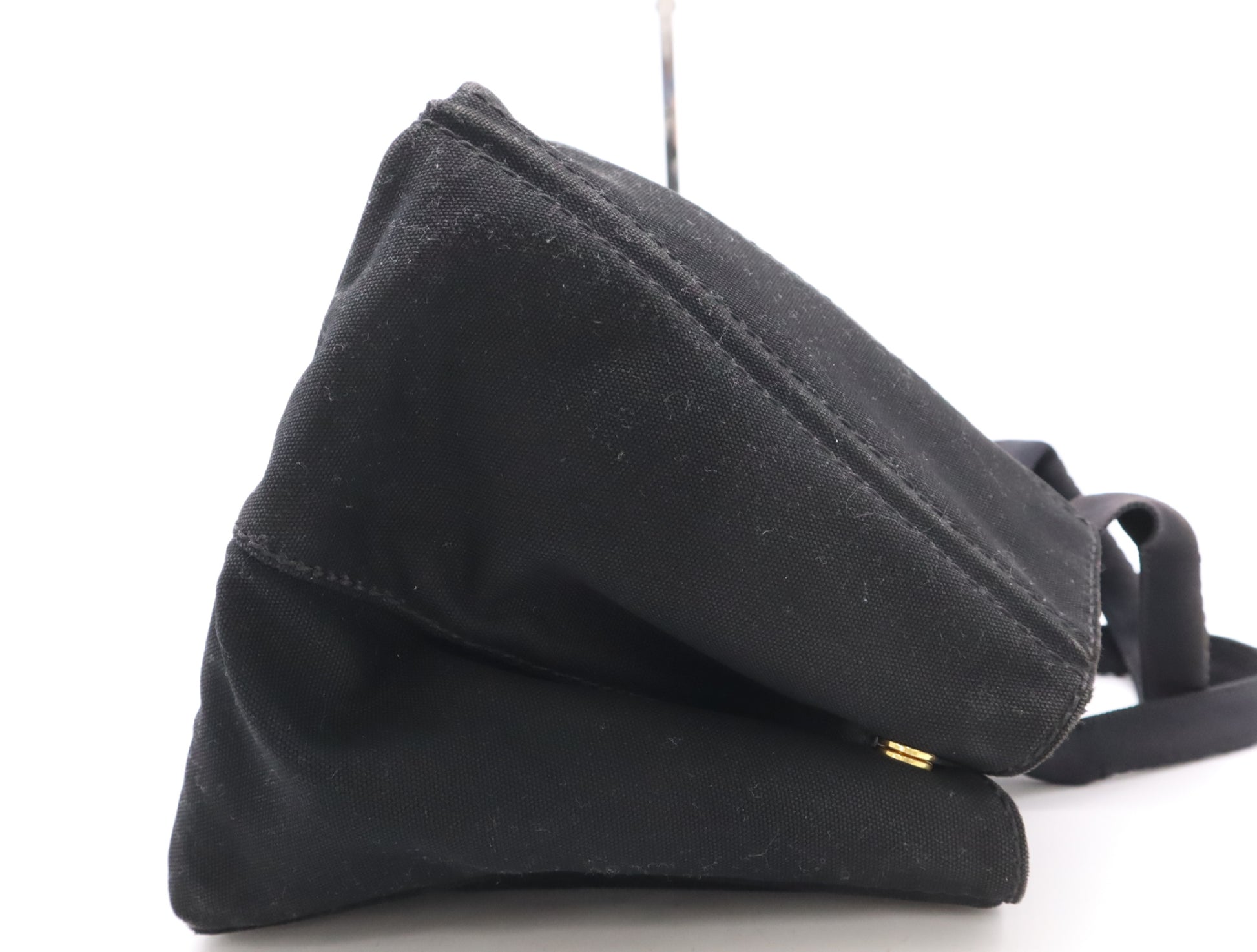 PRADA BN1872 Canvas Canapa Large Tote Bag with Triangle Logo, Black, Includes Dust Bag and Card