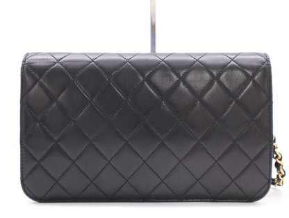 CHANEL Lambskin Matelasse 24 Shoulder Bag with Full Flap, S-Chain, Push Lock, GD Hardware, Black, Seal, Card Included, 5171978, Box and Dust Bag Included