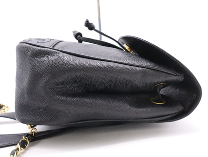 CHANEL Triple Coco Caviar Backpack with Turn Lock and Black Seal, GD Hardware, 4104306