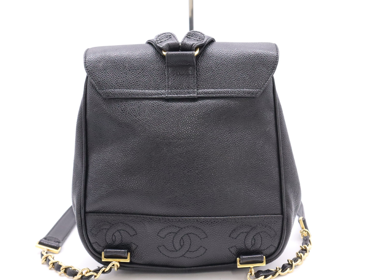 CHANEL Triple Coco Caviar Backpack with Turn Lock and Black Seal, GD Hardware, 4104306