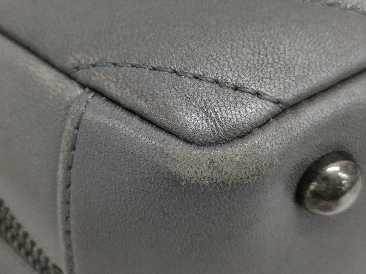 CHANEL Lambskin Shoulder Bag with V-Stitch Coco Mark, Double Chain, Silver Hardware, Gray Seal, 20977604