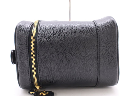 CHANEL Caviar Skin Vanity Bag with Coco Mark, Black GD Hardware, Seal, 6642605