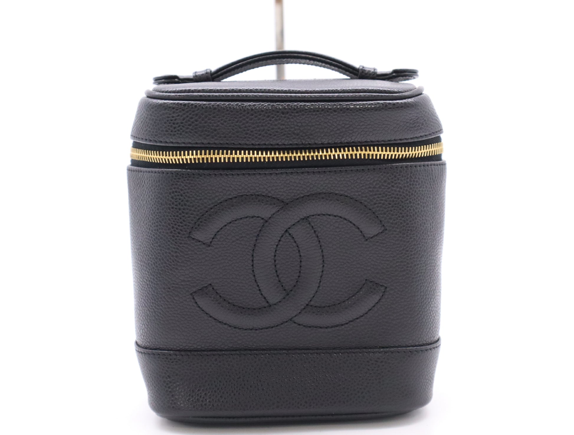 CHANEL Caviar Skin Vanity Bag with Coco Mark, Black GD Hardware, Seal, 6642605