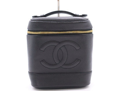 CHANEL Caviar Skin Vanity Bag with Coco Mark, Black GD Hardware, Seal, 6642605