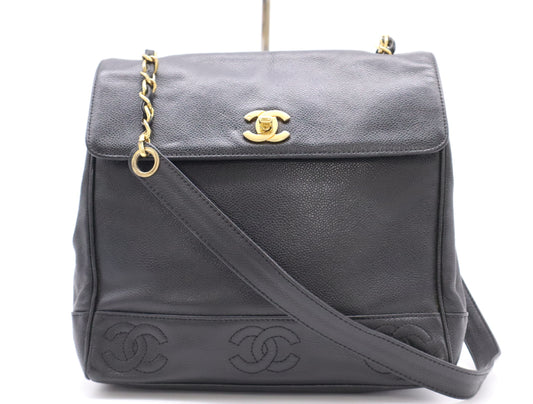 CHANEL Caviar Leather Triple Coco Mark Chain Bag Seal 426288 Shoulder Bag