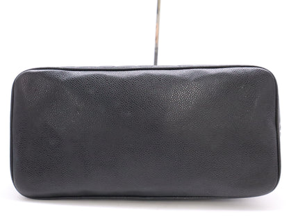 CHANEL Caviar Skin Reproduction Tote Bag with Silver Hardware and Black Seal, 7979352