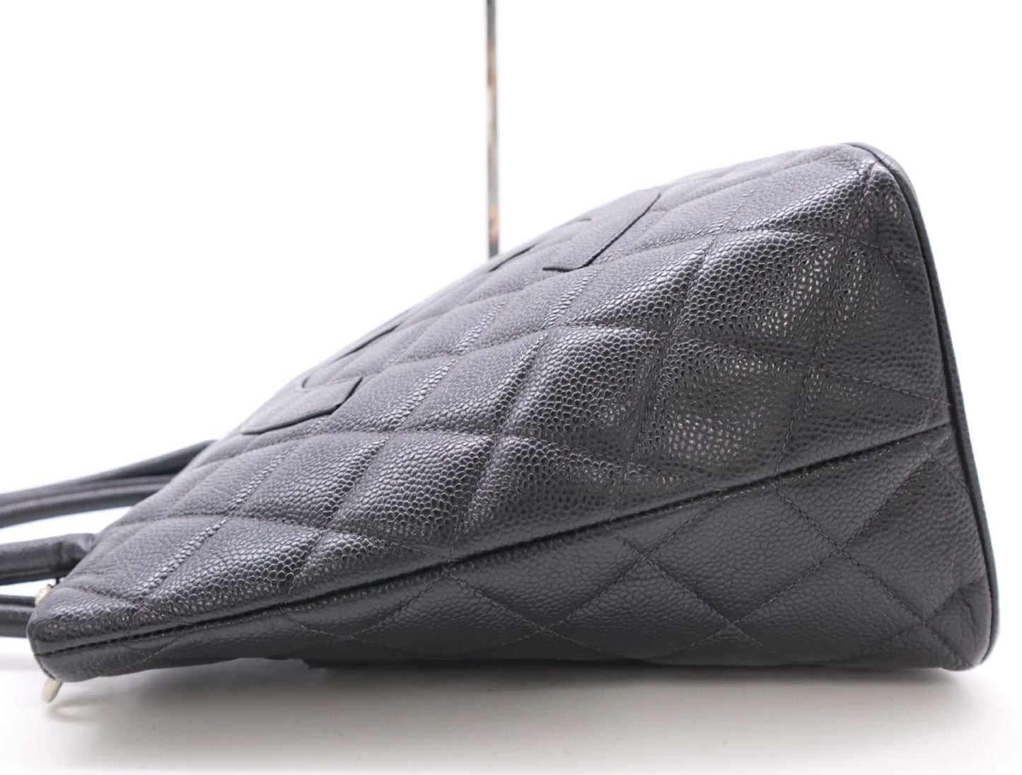 CHANEL Caviar Skin Reproduction Tote Bag with Silver Hardware and Black Seal, 7979352