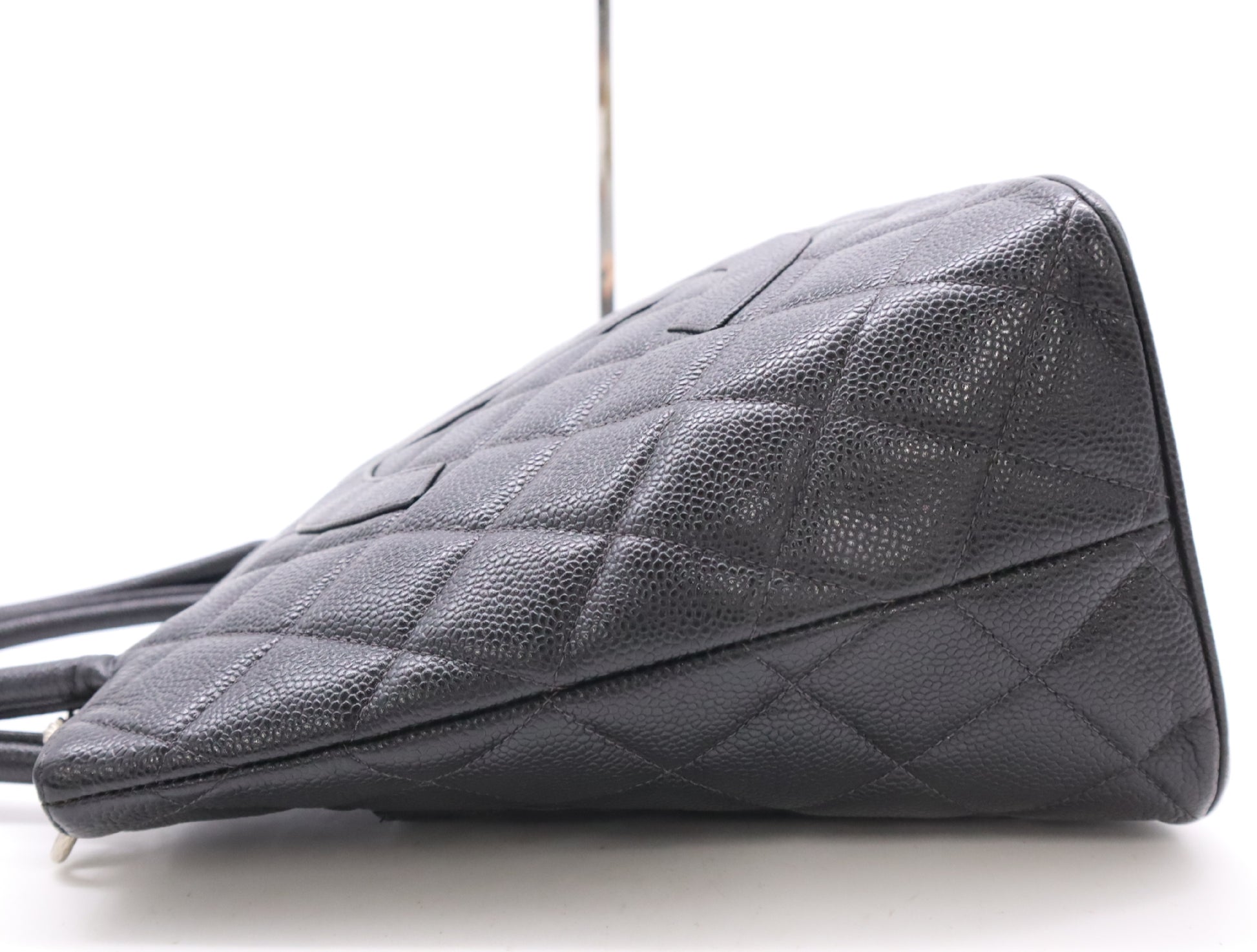 CHANEL Caviar Skin Reproduction Tote Bag with Silver Hardware and Black Seal, 7979352