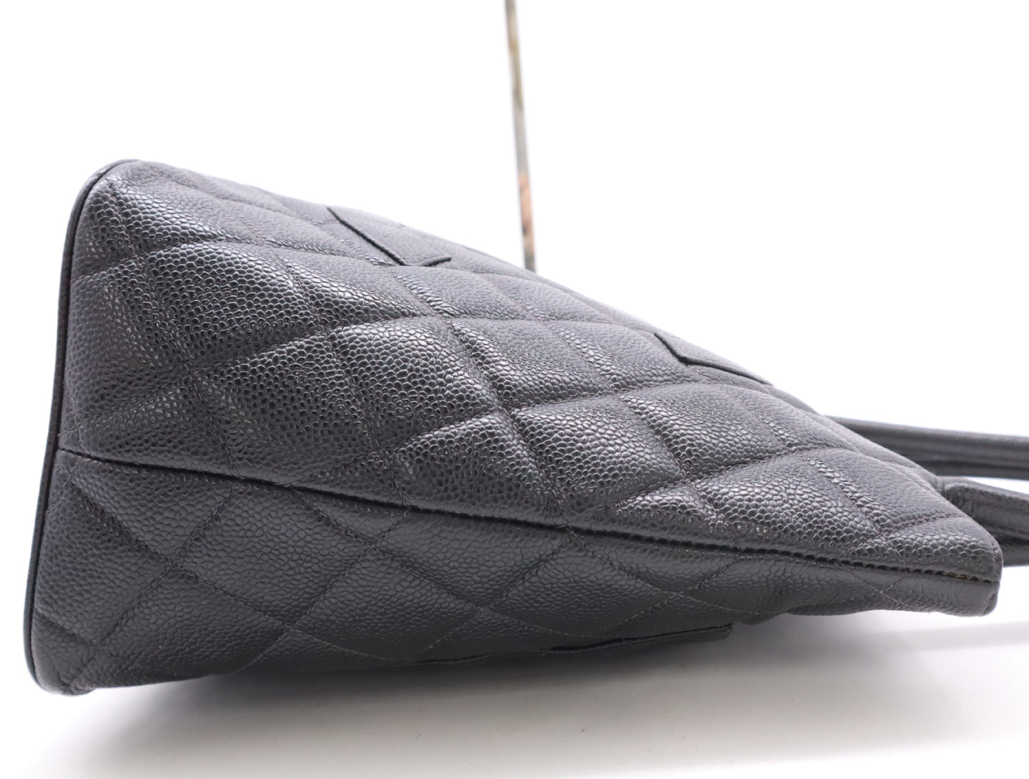 CHANEL Caviar Skin Reproduction Tote Bag with Silver Hardware and Black Seal, 7979352