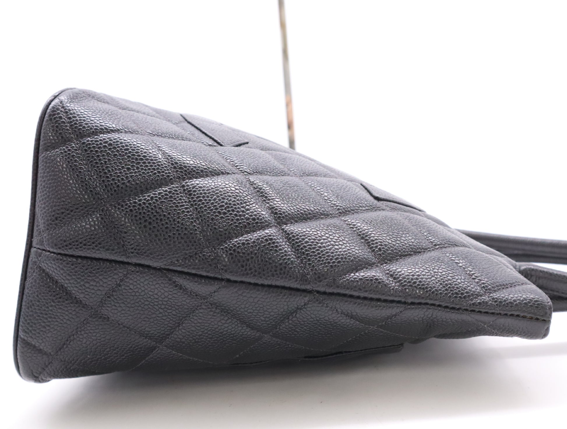 CHANEL Caviar Skin Reproduction Tote Bag with Silver Hardware and Black Seal, 7979352