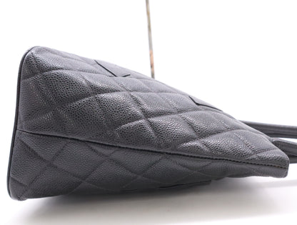 CHANEL Caviar Skin Reproduction Tote Bag with Silver Hardware and Black Seal, 7979352