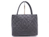 CHANEL Caviar Skin Reproduction Tote Bag with Silver Hardware and Black Seal, 7979352