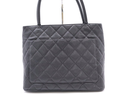 CHANEL Caviar Skin Reproduction Tote Bag with Silver Hardware and Black Seal, 7979352