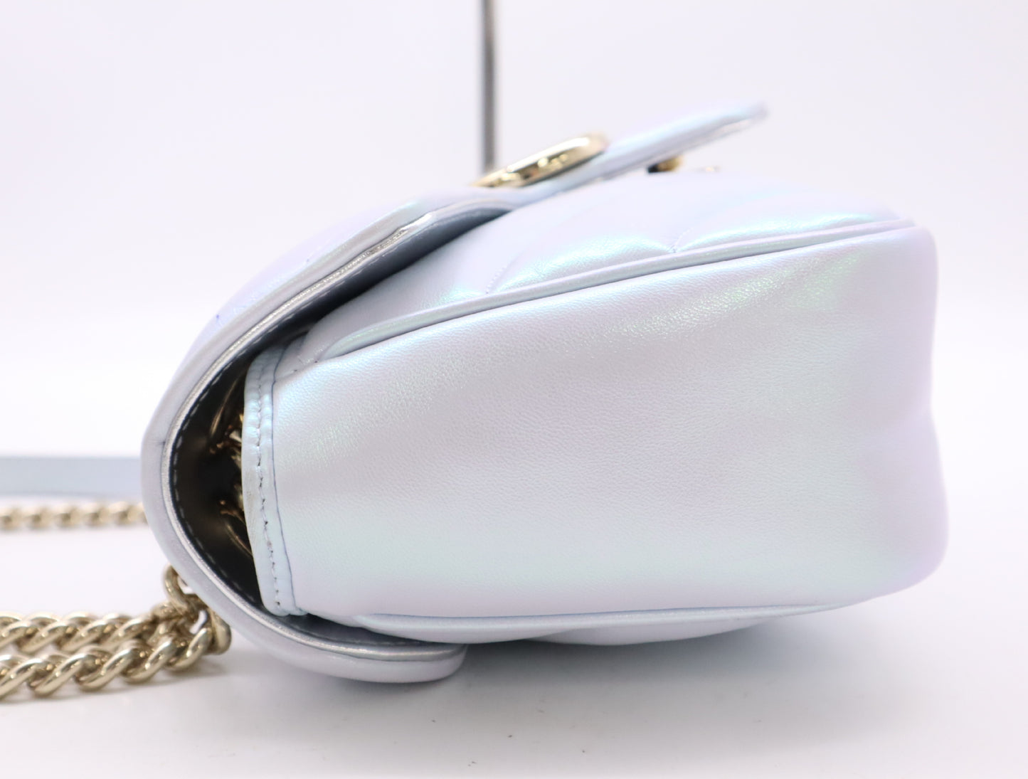 GUCCI 443497 GG Marmont Chain Shoulder Bag with Dust Bag, Blue Aurora