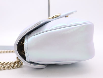 GUCCI 443497 GG Marmont Chain Shoulder Bag with Dust Bag, Blue Aurora