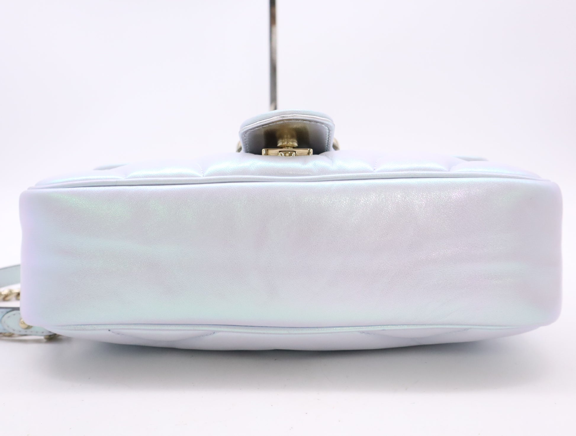 GUCCI 443497 GG Marmont Chain Shoulder Bag with Dust Bag, Blue Aurora