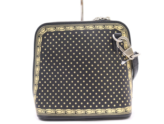 GUCCI 51189 Leather Shoulder Bag with GUCCY Logo, Black and Gold, Shoulder Strap and Dust Bag Included