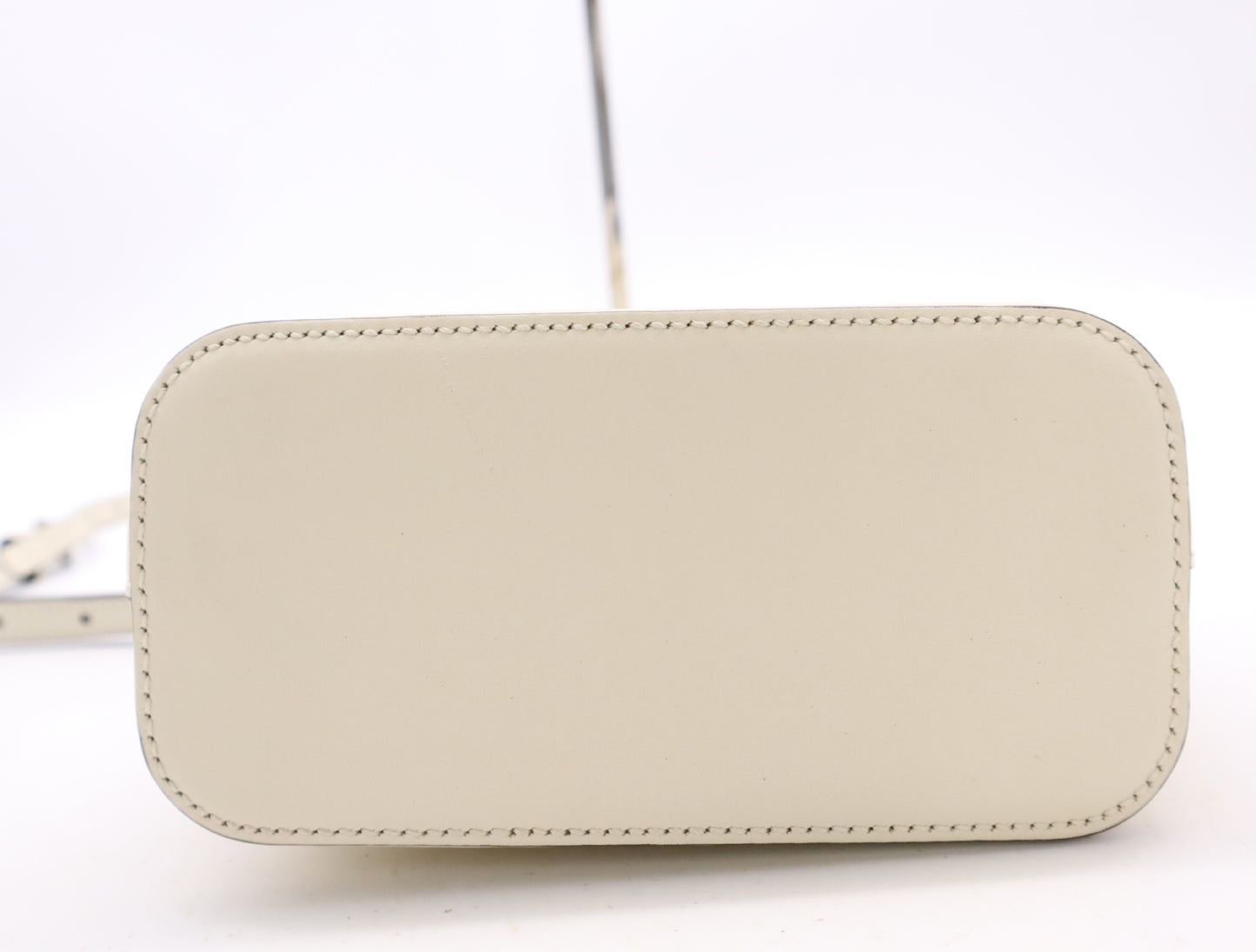 GUCCI 511189 Leather GUCCY SEGA Print Mini Shoulder Bag in White and Gold with Shoulder Strap