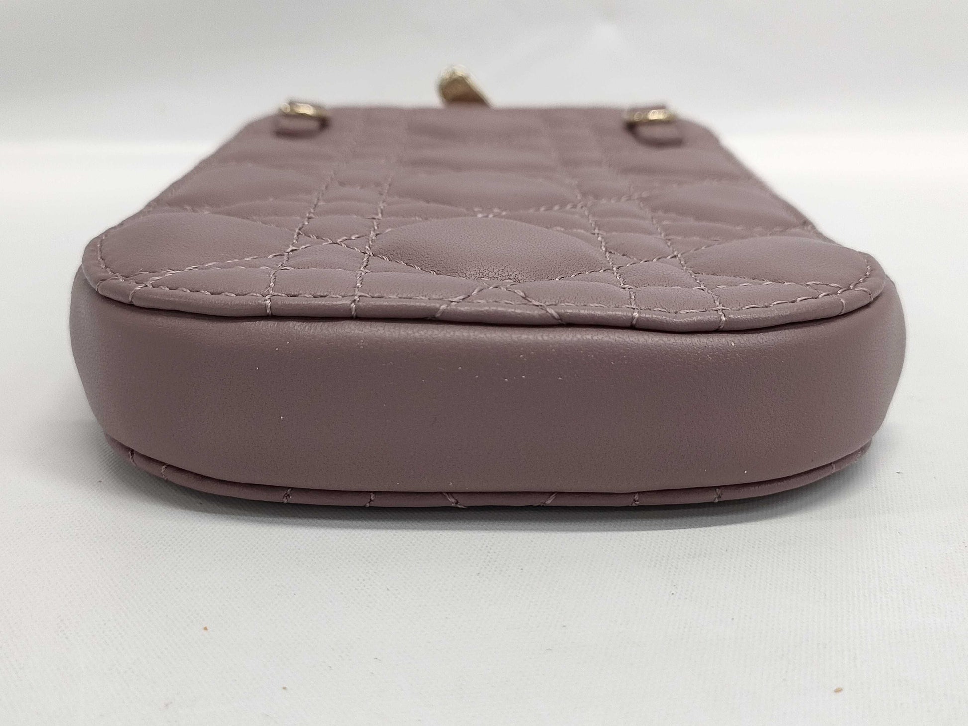 Dior Lady Dior Phone Holder Cannage Pink Lambskin Shoulder Bag with Strap and Chain Strap