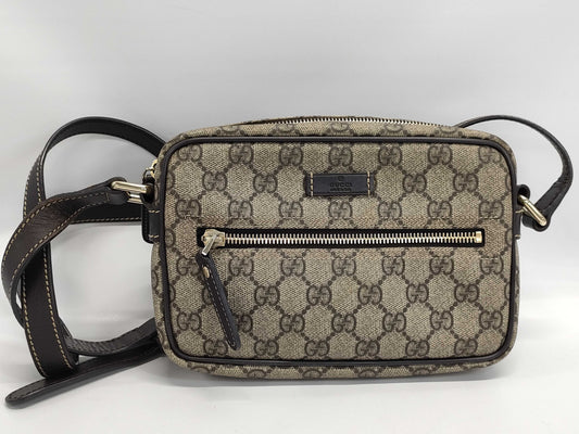 GUCCI 201447 GG Supreme Beige Brown Shoulder Bag