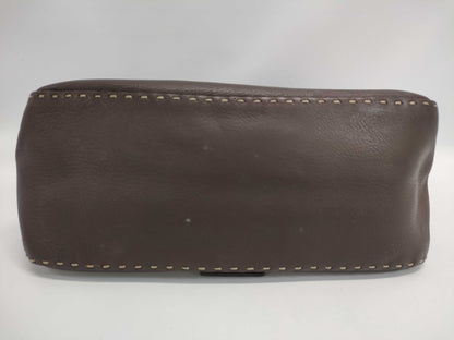FENDI 8BR102 Leather Selleria Mamma Bucket Shoulder Bag, Dark Brown