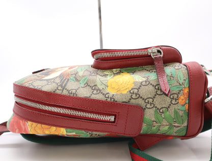 GUCCI GG Supreme 427042 GG Supreme Tian Bird Flower Sherry Line Small Backpack
