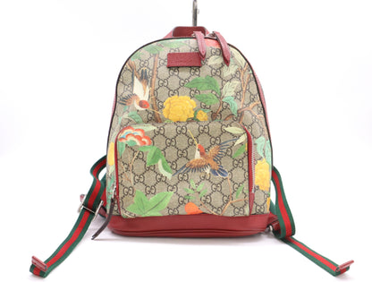 GUCCI GG Supreme 427042 GG Supreme Tian Bird Flower Sherry Line Small Backpack