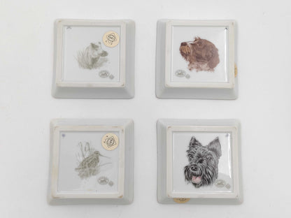 HERMES Square Plate Accessory Tray Animal Motif Small Plate Set of 4 Plates