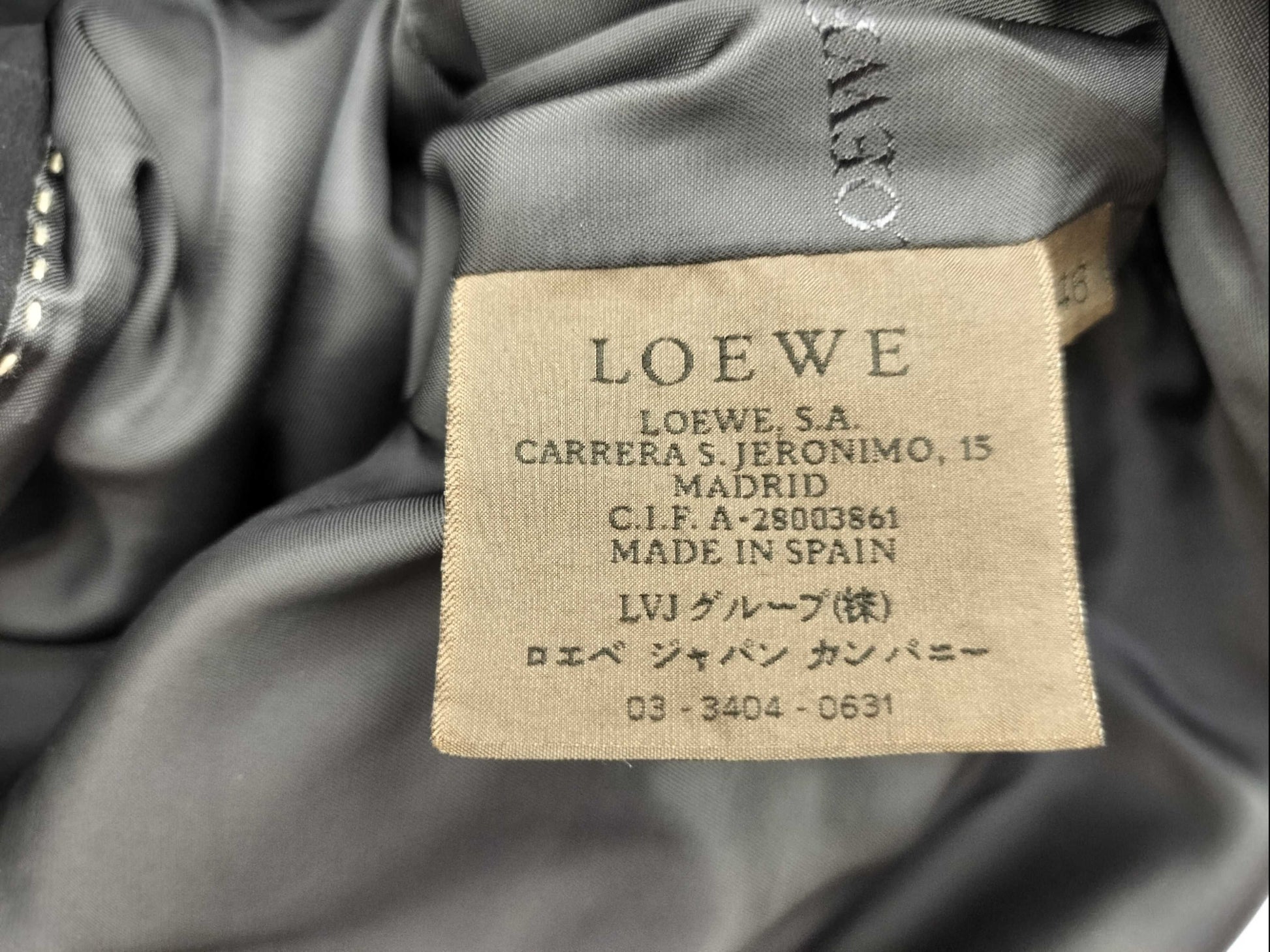 LOEWE Size 46 A-28003861 Suede Black Rider's Jacket