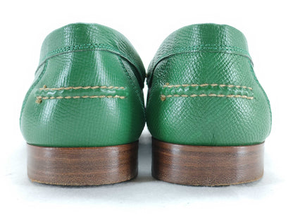HERMES Paris Loafers, Moccasins, Flat Shoes, H Logo, Green, Size 36