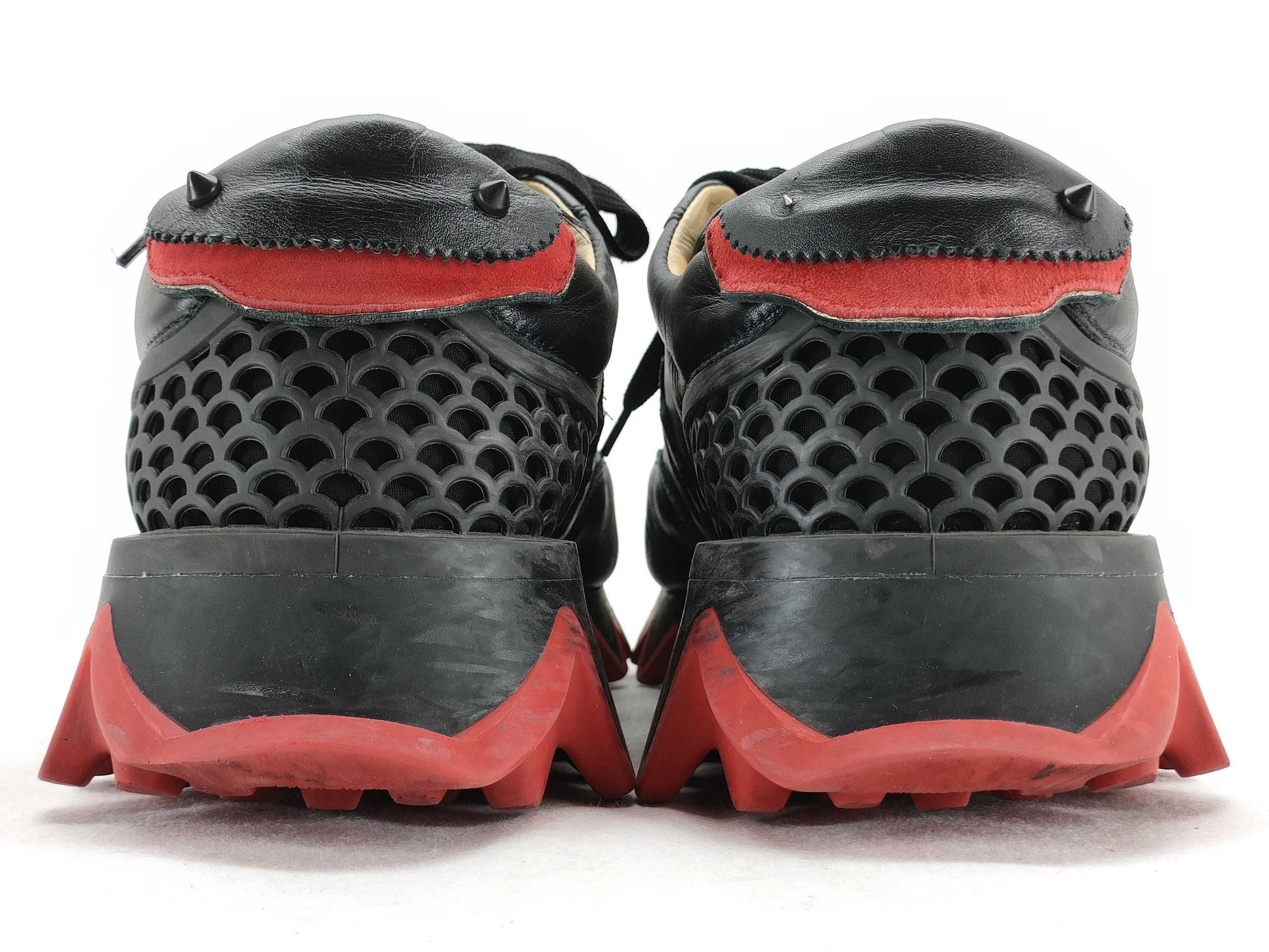 Christian Louboutin Ruby Shark Sneakers, Size 40 1/2, Men's, Black and Red.