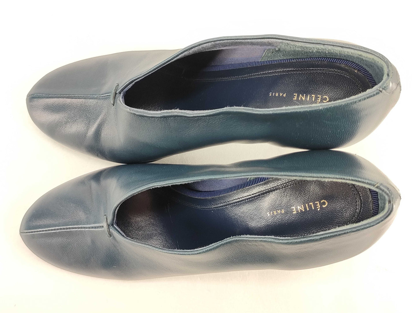 CELINE Phoebe Soft Pump, Nappa Boulevard Heel, Size 35.5, Navy, 320273LPSC