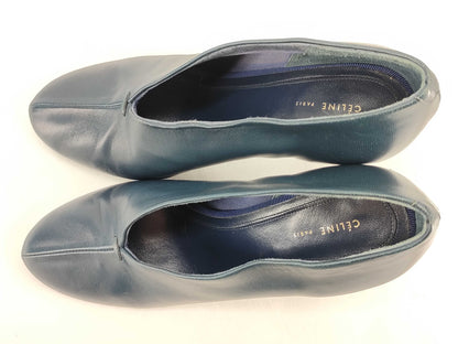 CELINE Phoebe Soft Pump, Nappa Boulevard Heel, Size 35.5, Navy, 320273LPSC