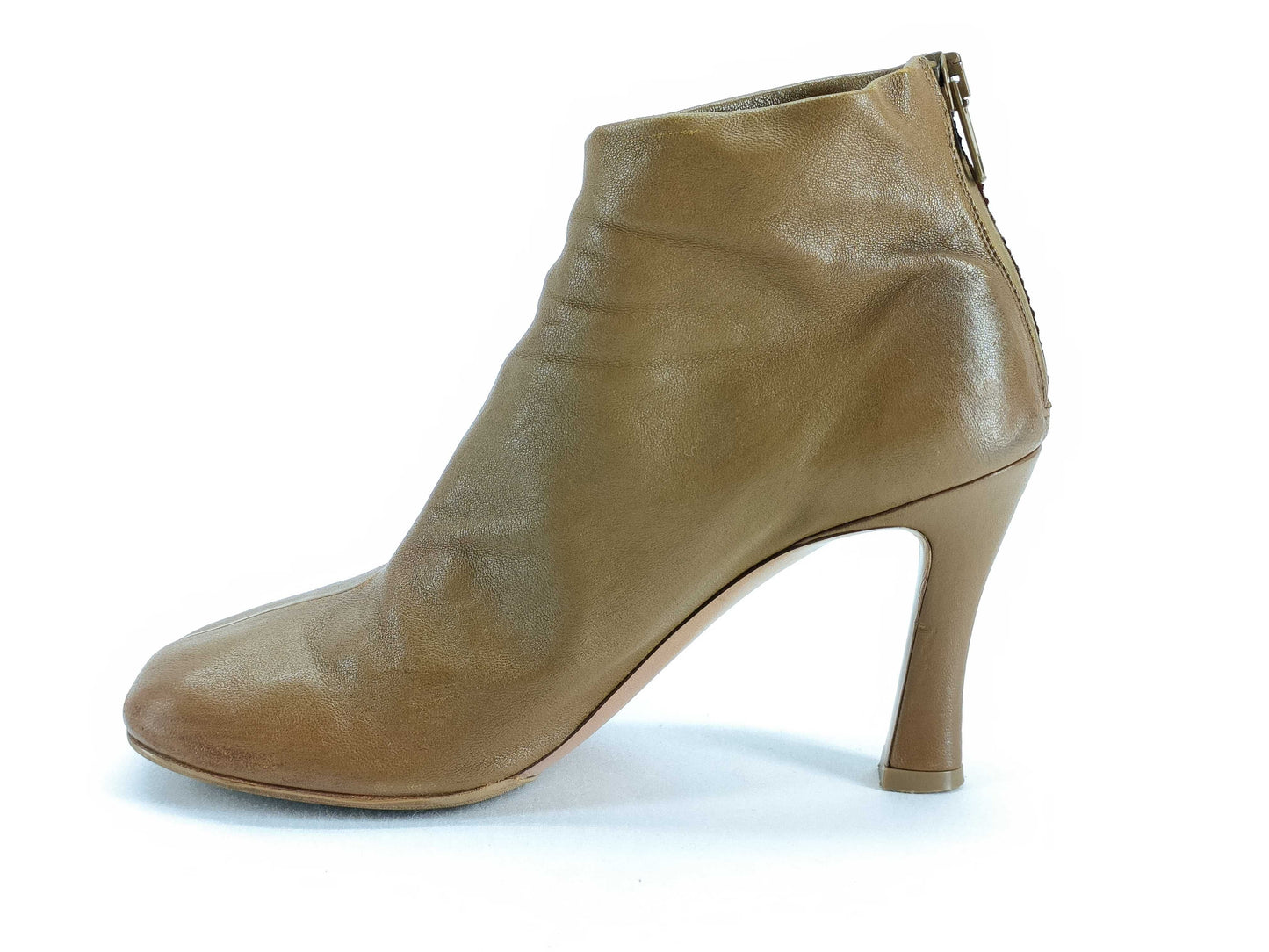 CELINE Glove Bootie Boots, Nappa 35.5, Phoebe Period, Camel, with Zipper, Other Shoes