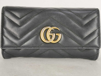 GUCCI GUCCI GG Marmont Long Wallet Black Wallet