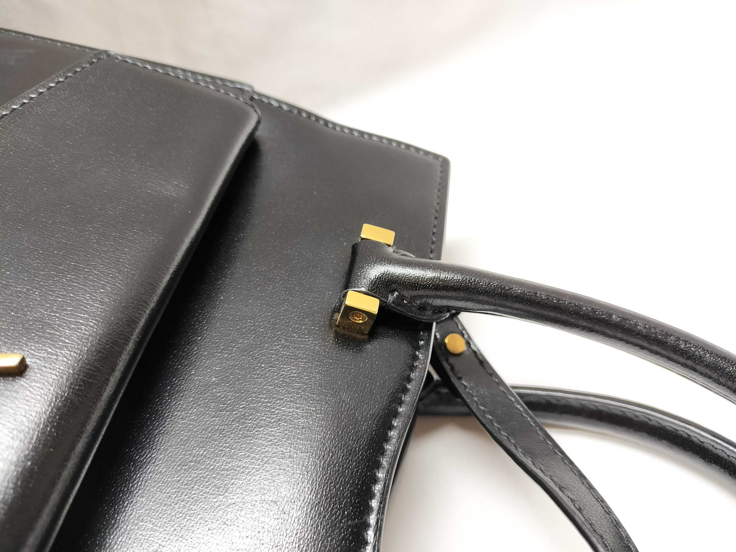 SAINT LAURENT Uptown Small 2-Way Handbag 561203 Black with Gold Hardware Leather Shoulder Bag