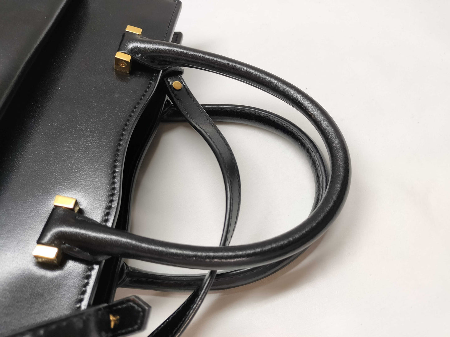 SAINT LAURENT Uptown Small 2-Way Handbag 561203 Black with Gold Hardware Leather Shoulder Bag