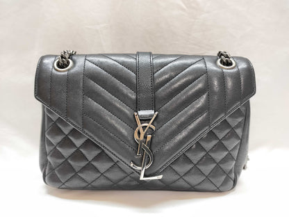 SAINT LAURENT SAINT LAURENT Envelope Chain Shoulder Bag TC1428125 Black with Black Hardware and Caviar Leather 416 Shoulder Bag