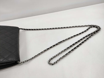 CHANEL CHANEL Chain Wallet Black Caviar Leather with Silver Hardware 21031111 Shoulder Bag