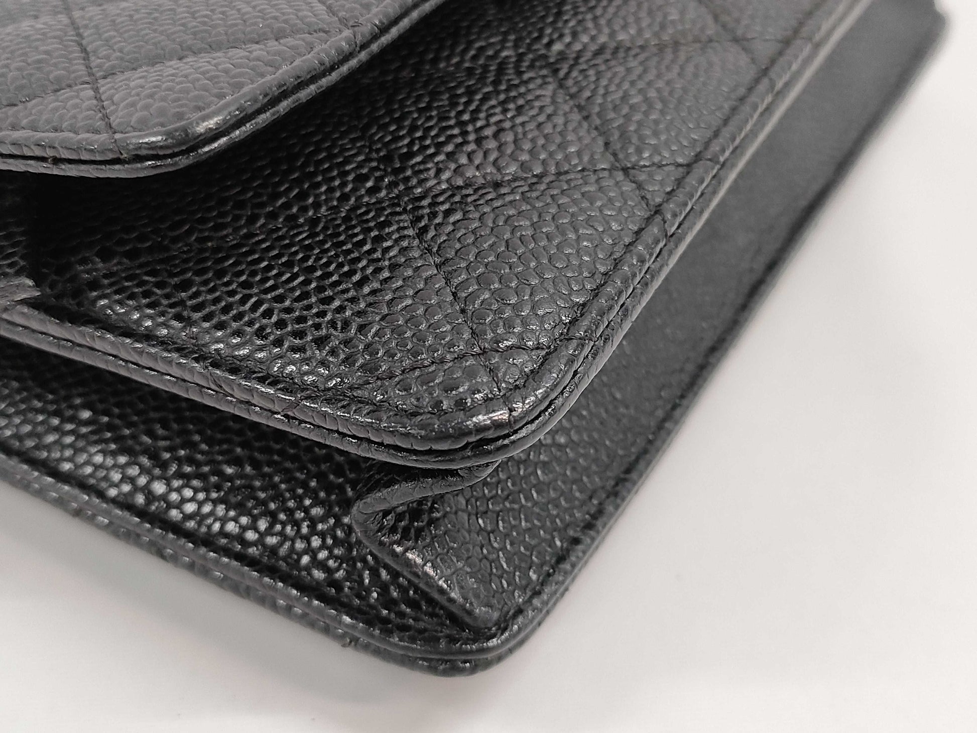 CHANEL CHANEL Chain Wallet Black Caviar Leather with Silver Hardware 21031111 Shoulder Bag