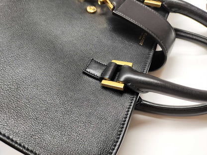 SAINT LAURENT Cabas 2-way Shoulder Bag 357395 Black with Gold Hardware Leather Shoulder Bag