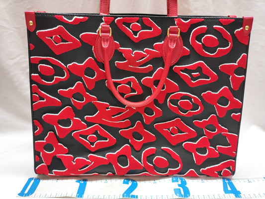 LOUIS VUITTON On the Go GM LV×UF 2-way Tote Bag in Black, Red, and Gold Hardware, Canvas and Taffeta, FM4240 Shoulder Bag