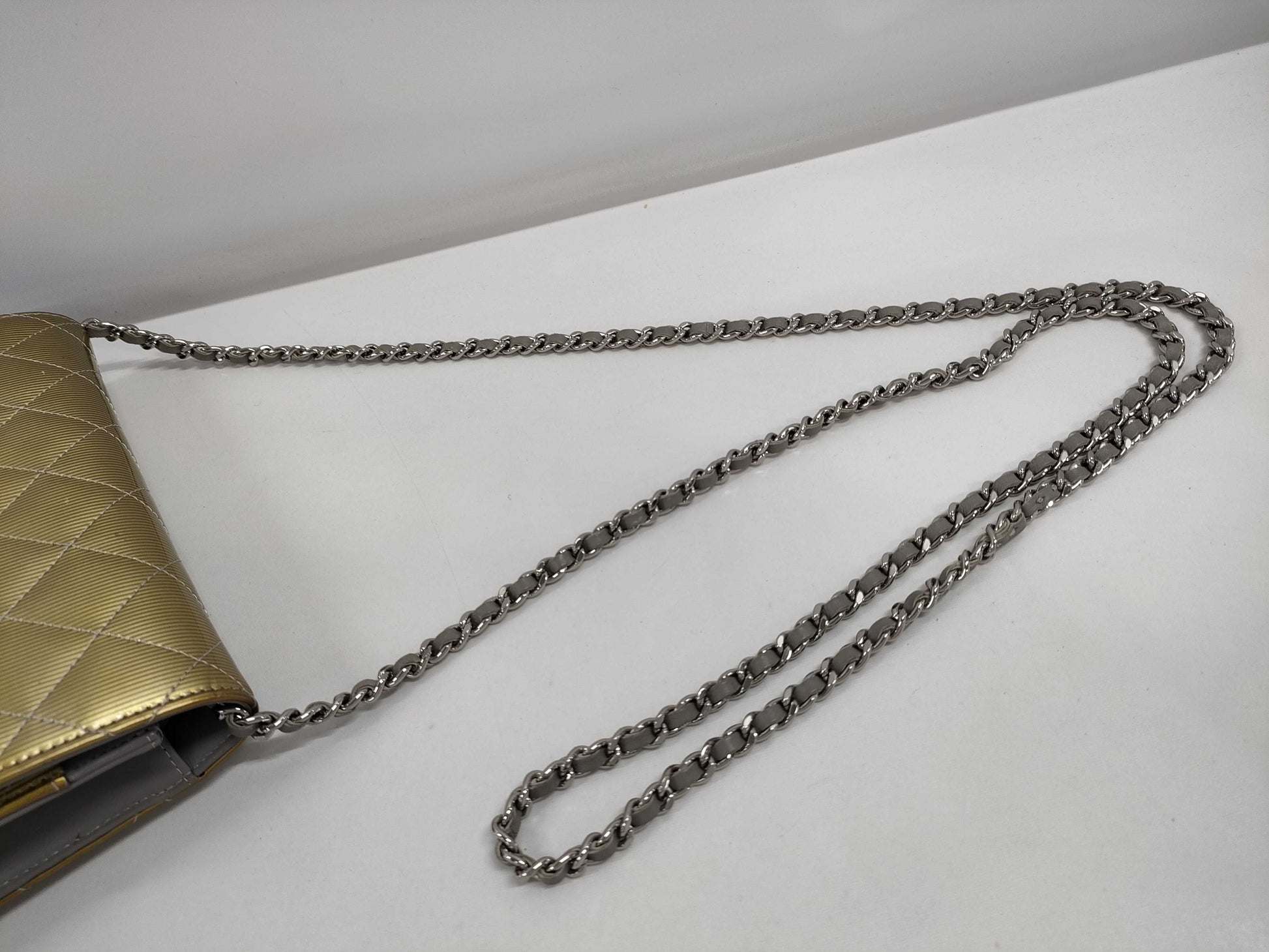 CHANEL CHANEL Matelasse Chain Wallet Gold with Silver Hardware and Enamel 17051322 Shoulder Bag