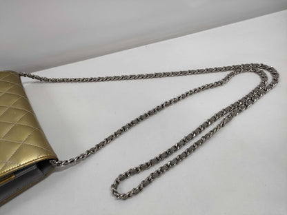CHANEL CHANEL Matelasse Chain Wallet Gold with Silver Hardware and Enamel 17051322 Shoulder Bag