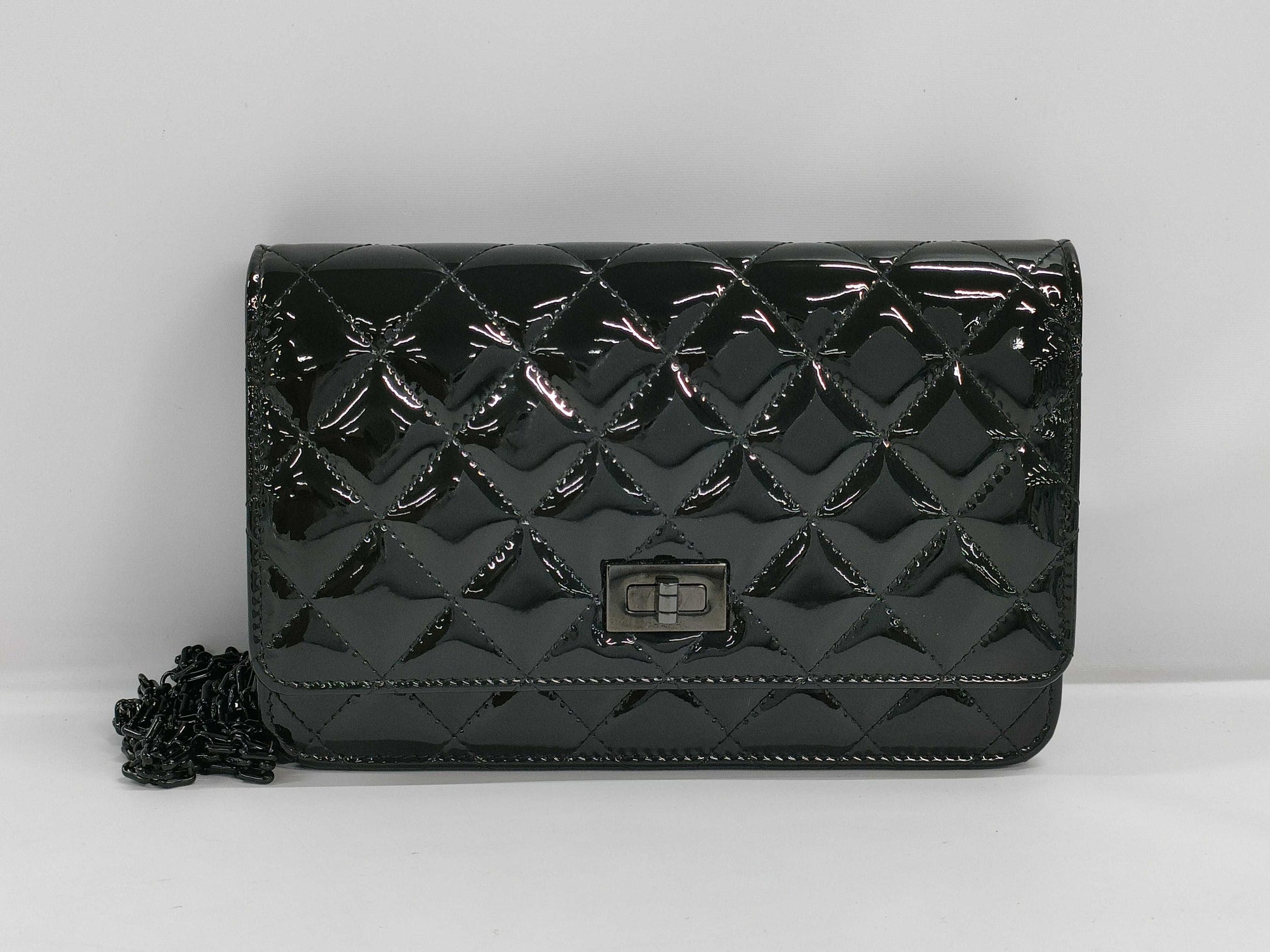 CHANEL CHANEL 2.55 Chain Wallet Black with Black Hardware and Enamel CAJUPN3G Shoulder Bag