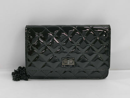 CHANEL CHANEL 2.55 Chain Wallet Black with Black Hardware and Enamel CAJUPN3G Shoulder Bag